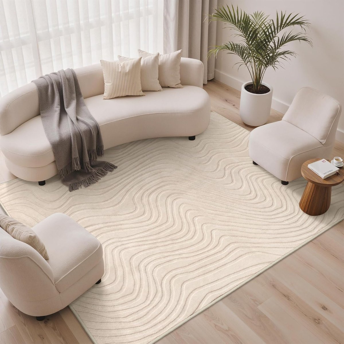 beige woonkamer tapijt, wasbaar antislip, 240x300 cm