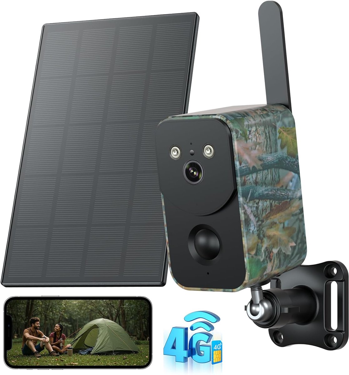 4G Solar Security Camera Outdoor Wireless Sim Card,No WiFi Needed