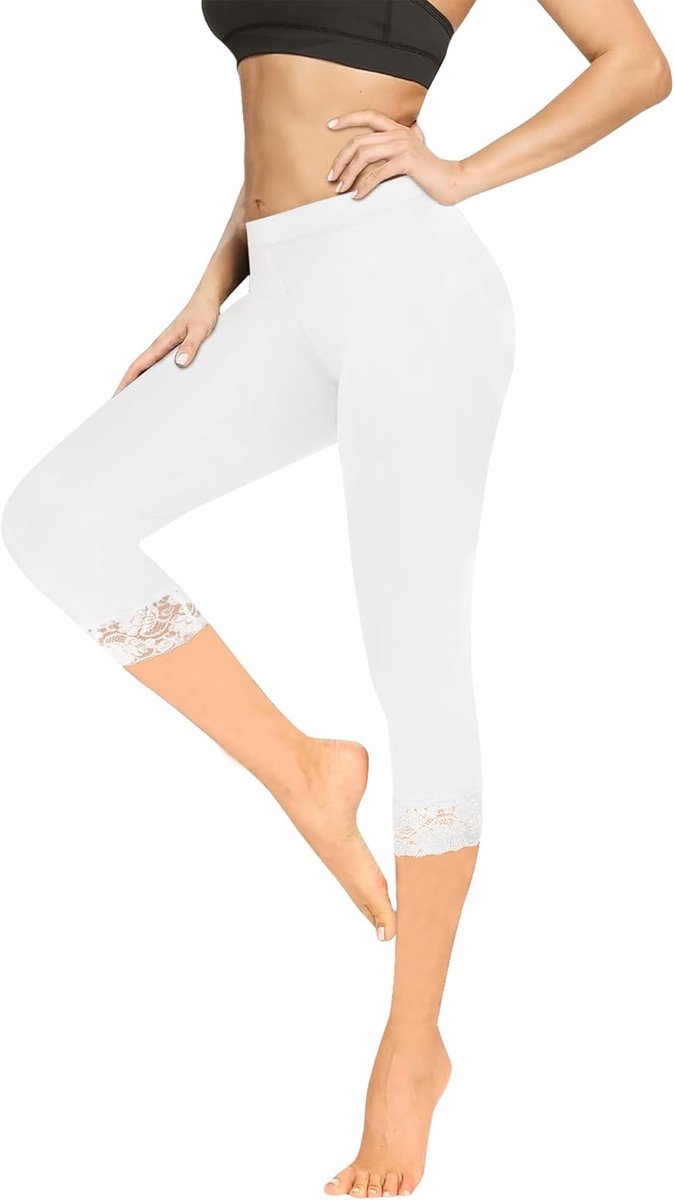 Leggings voor dames, 3/4 sportlegging van katoen, capribroek voor