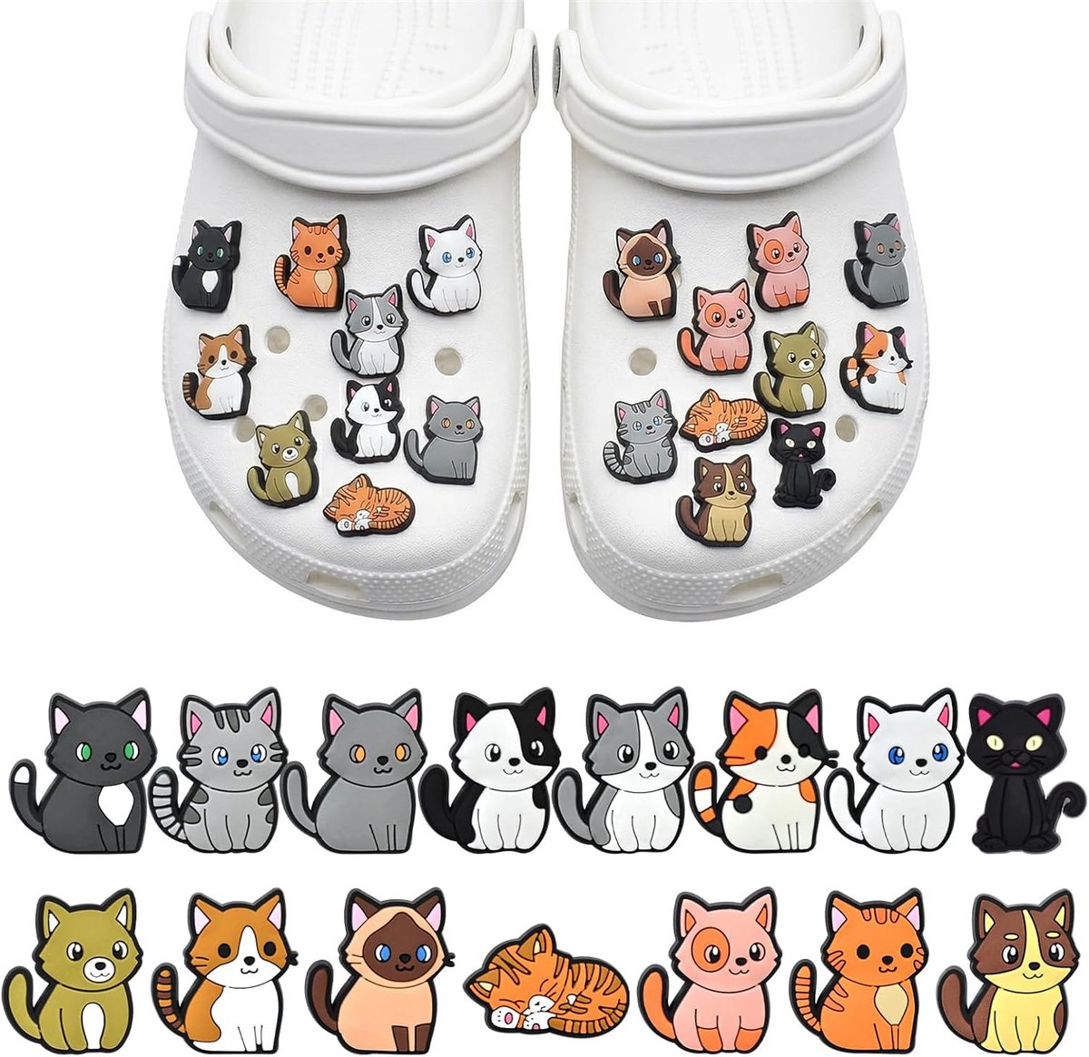Bedels, set van 15 3D-dierenschoenstekers voor crocs, schattig
