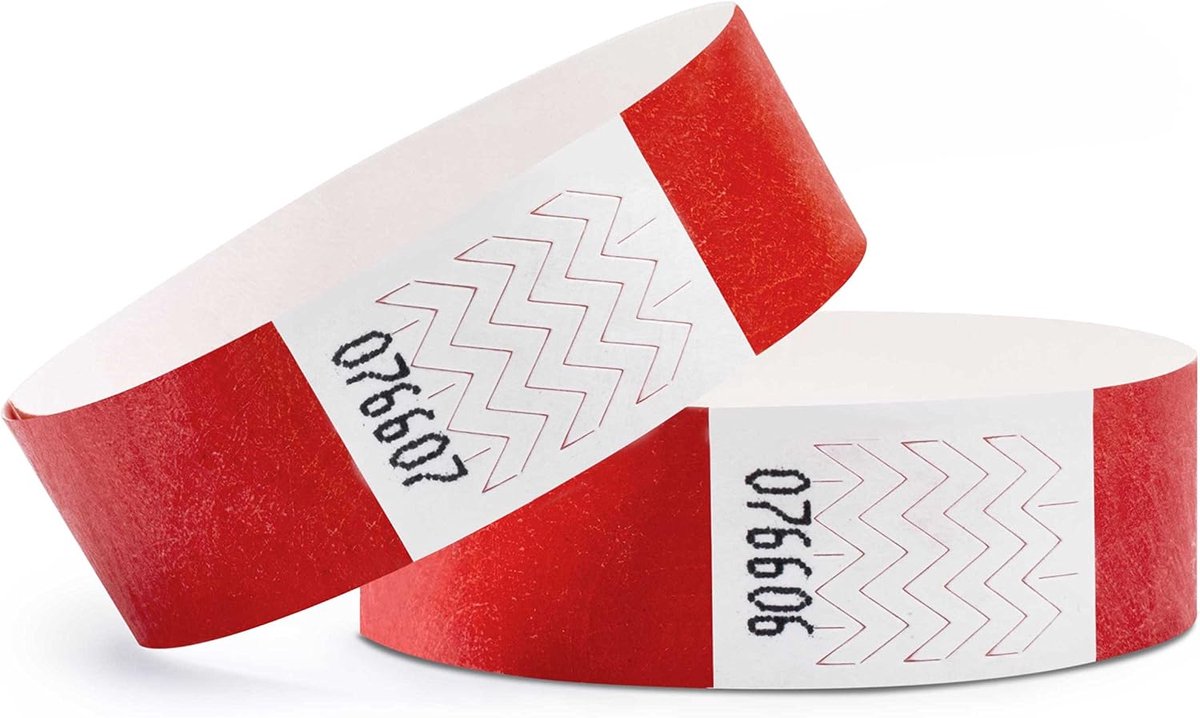 100 stuks polsbandjes onbedrukt 19 x 254 mm, Rood