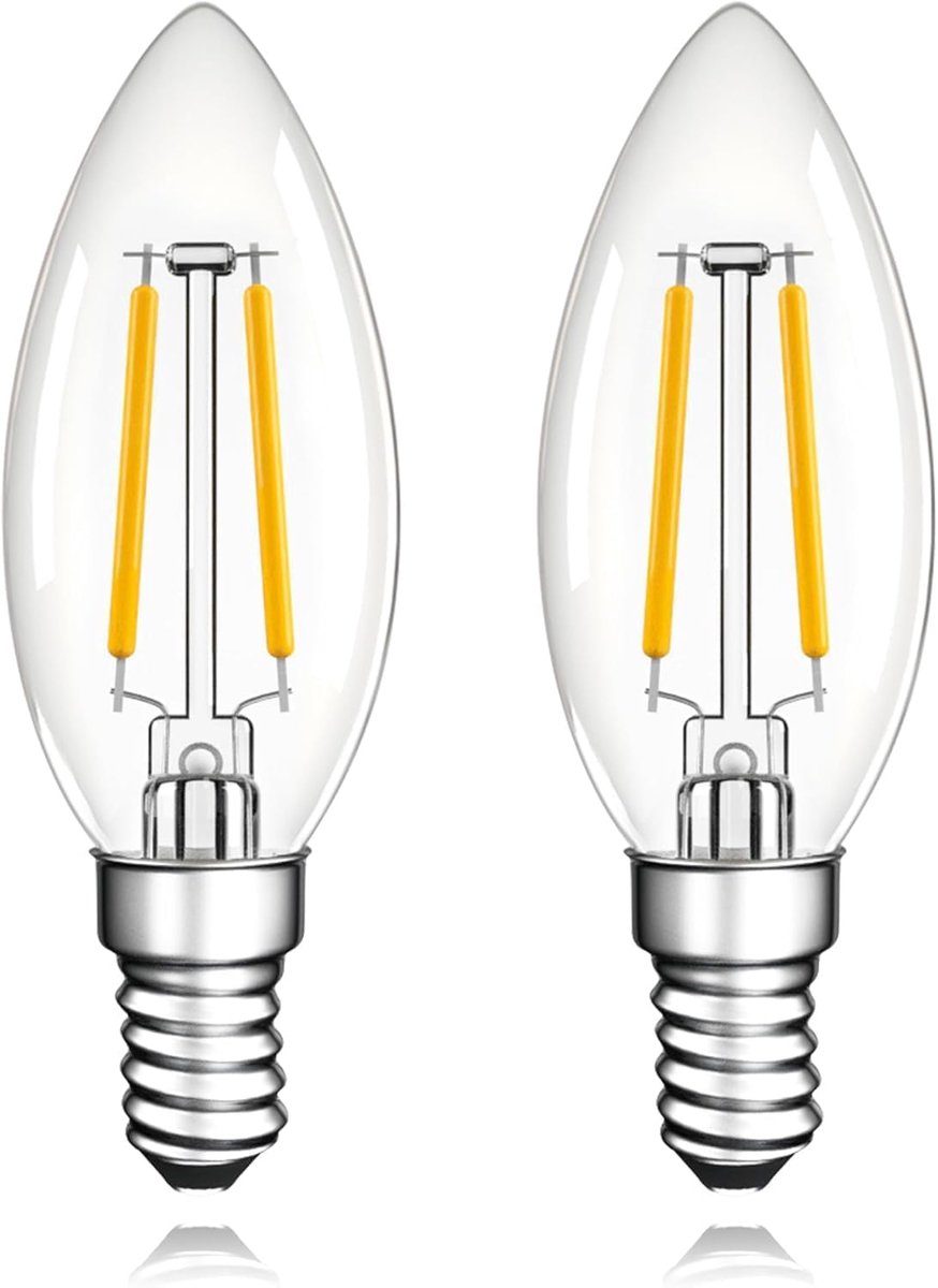 LED-lampen, 25 watt kandelaar-lampen, warm wit 2700K, 2W vintage kroonluchter-gloeilampen, kaarslampen voor thuis of commerciële inrichting, plafondventilator, flikkervrij, 220 V, 200 lm, 2 stuks