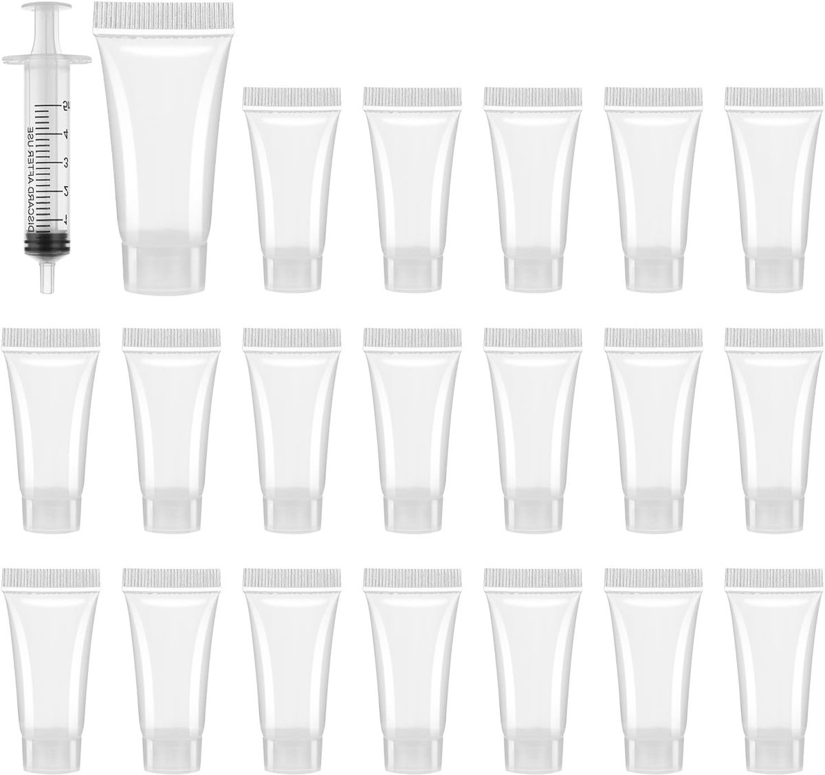 Lege Lip Tube Set van 20 Stuks, 5 ml, Herbruikbare Gloss Houder met Spuitje, Ideaal voor Cosmetica en Reizen