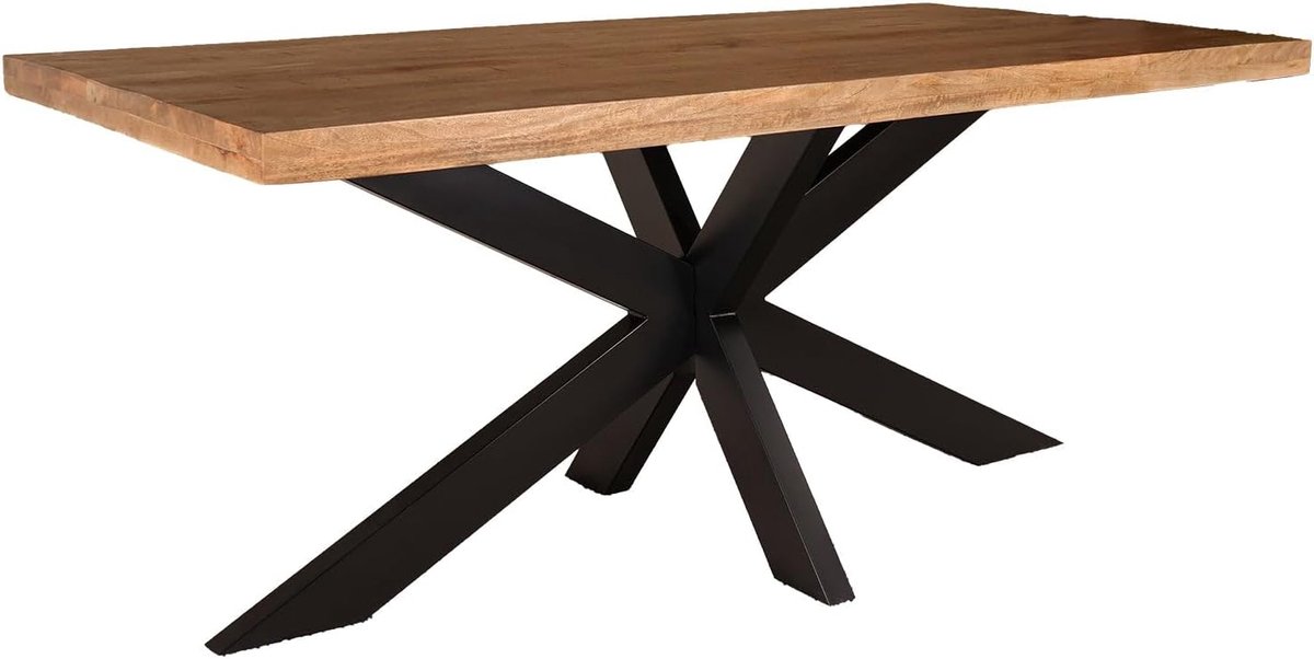 Eettafel langwerpig mangohout 180cm lichtbruin John langwerpige tafel duurzaam mango eetkamertafel
