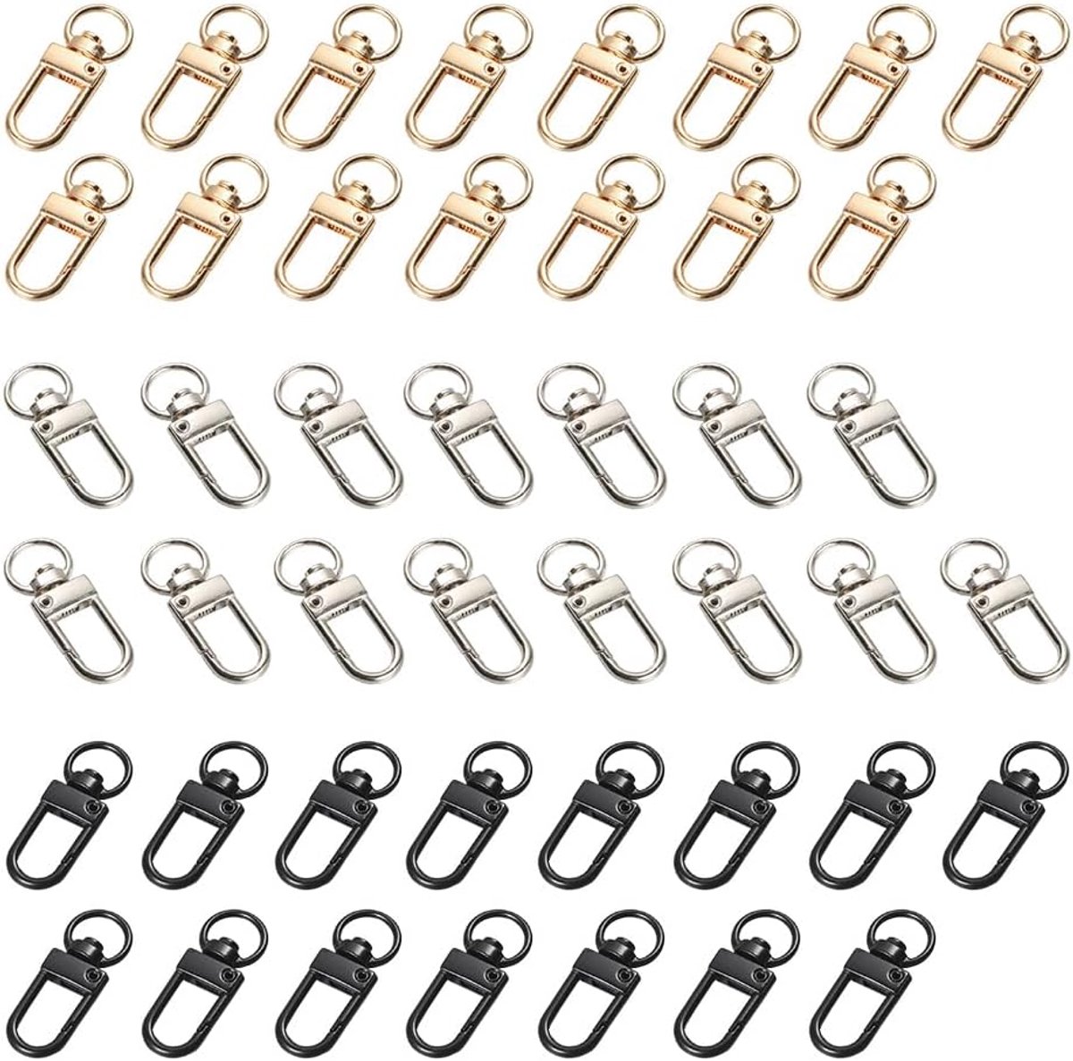 Swivel haken met sleutelhangers - 45 metalen haken in goud, zilver en zwart - ideaal voor sleutels en DIY projecten - SnelShoppen