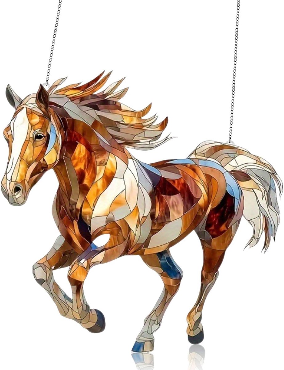 1 stuk Hangende Fensterdeco Meisje Kleurglas Deko, Paard, Kolibri-Sonnenfanger Om op te hangen aan ramen, Fensterhanger Fenster Deuren Deko Voor thuis Studio, Sun Catcher