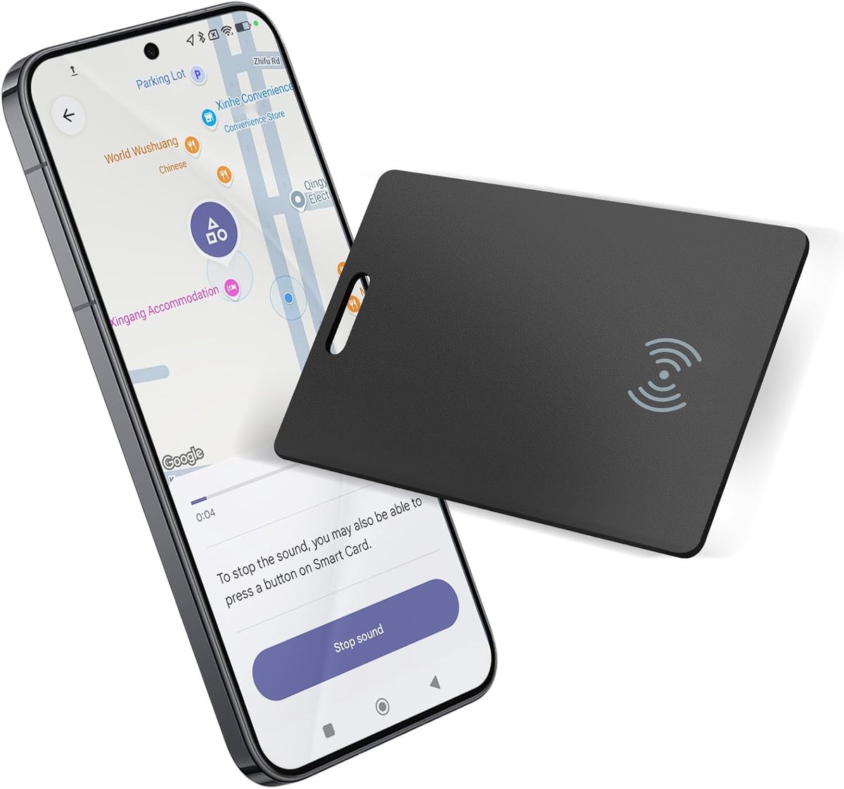Wallet Tracker - Ultradunne 1,8 mm Android trackingkaart met draadloos opladen, compatibel met Google Find My Device, IP68 waterdicht, portemonnee tracker card voor portemonnee en bagage