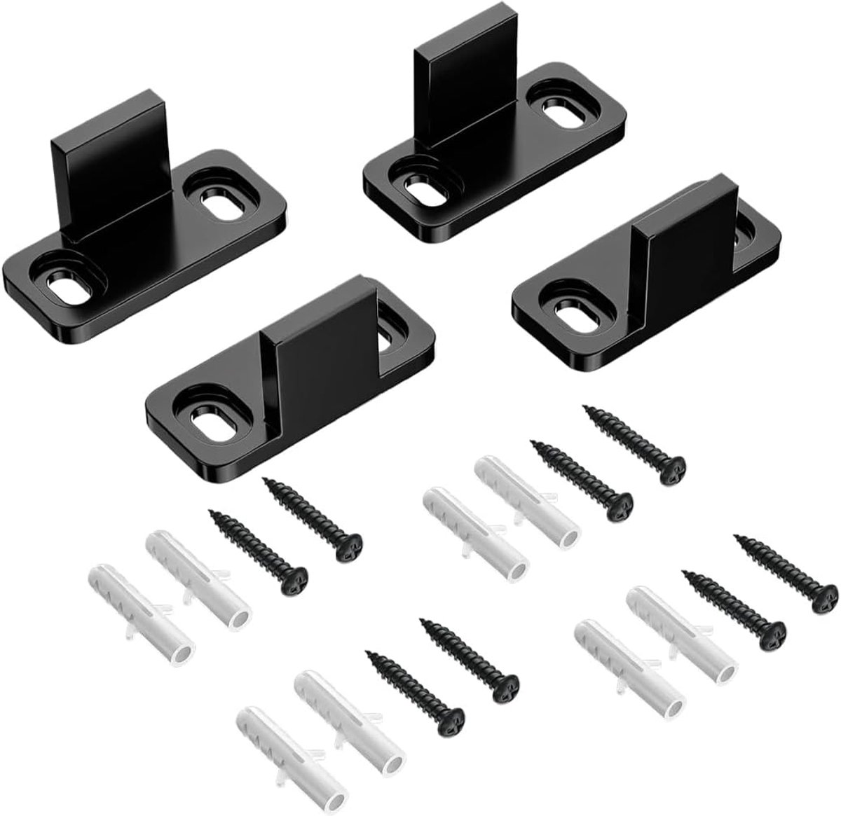 Set van 4 schuifdeurgeleiders, verstelbare rail, verstelbare vloerwielen, vloergeleidingsclip met schroeven en expansiebuizen (4,2 x 1,8 x 2,2 cm)