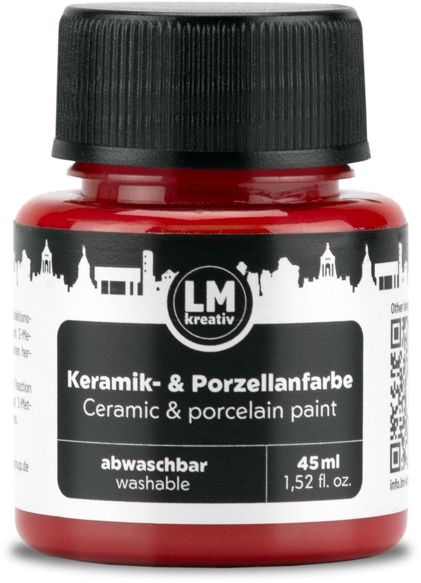 LM-Kreativ Porselein en Glasverf - Dekkende verf - Op Waterbasis - Hittebestendig - Rood - 45 ml