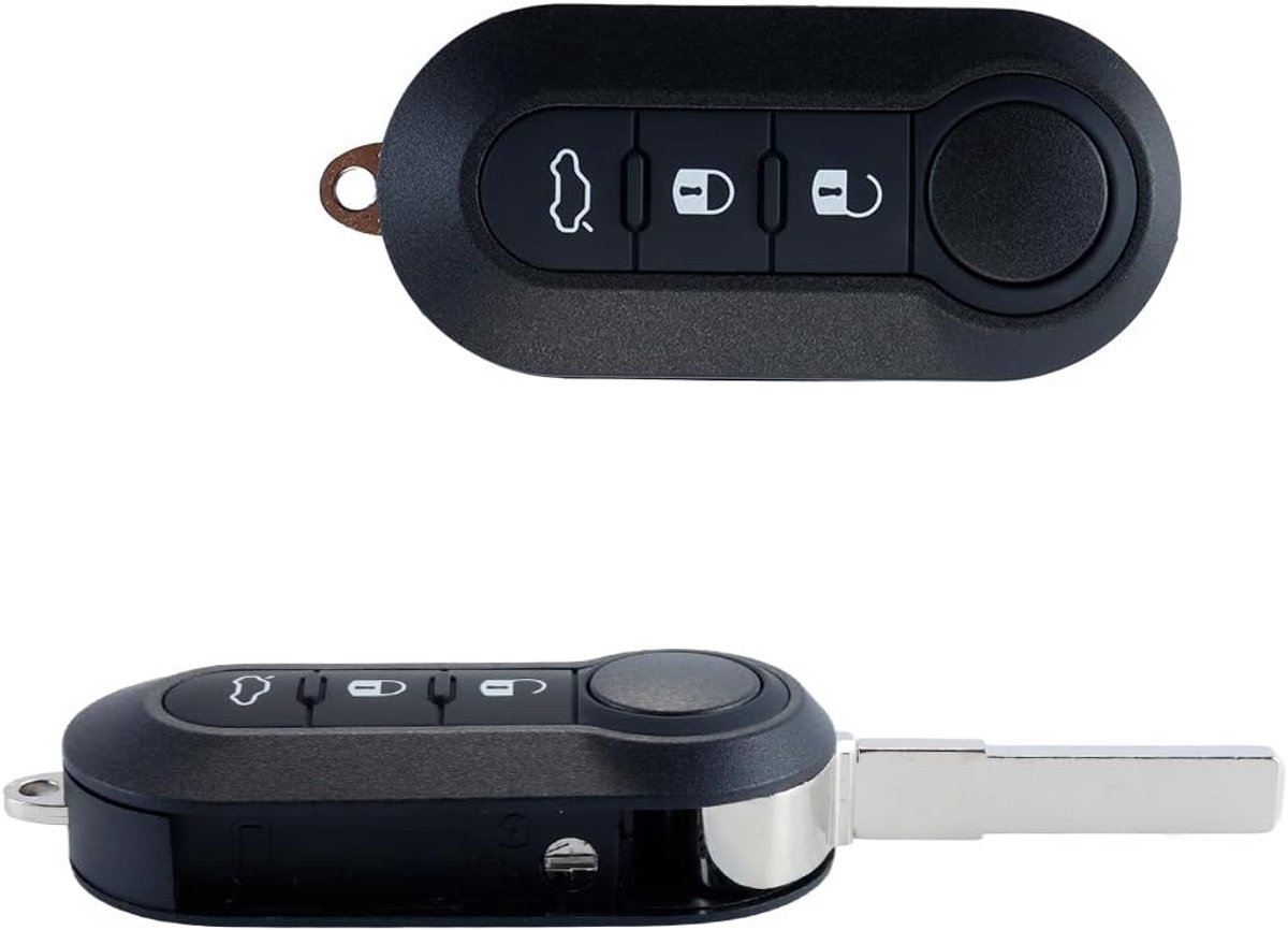 3-knops sleutelbehuizing compatibel met FIAT Grande Punto 500 Panda Punto Bravo Stilo Ducato relais met witte knoppen zwart