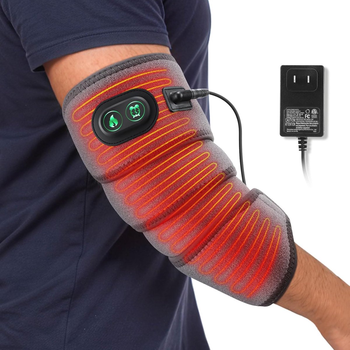 Verwarmde arm wrap been verwarmingskussen wrap verwarmingskussen met 198 cm lang oplaadsnoer verwarmingskussenmouw voor arm rond verwarmingskussen voor elleboog, pols, enkel, arm, grijs
