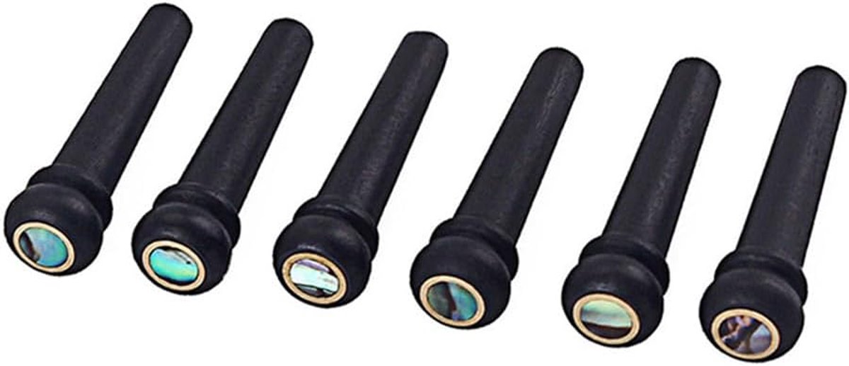 6 STKS Ebony Bridge Pin Met abalone parel Klassieke Stijl Dot Akoestische Gitaar