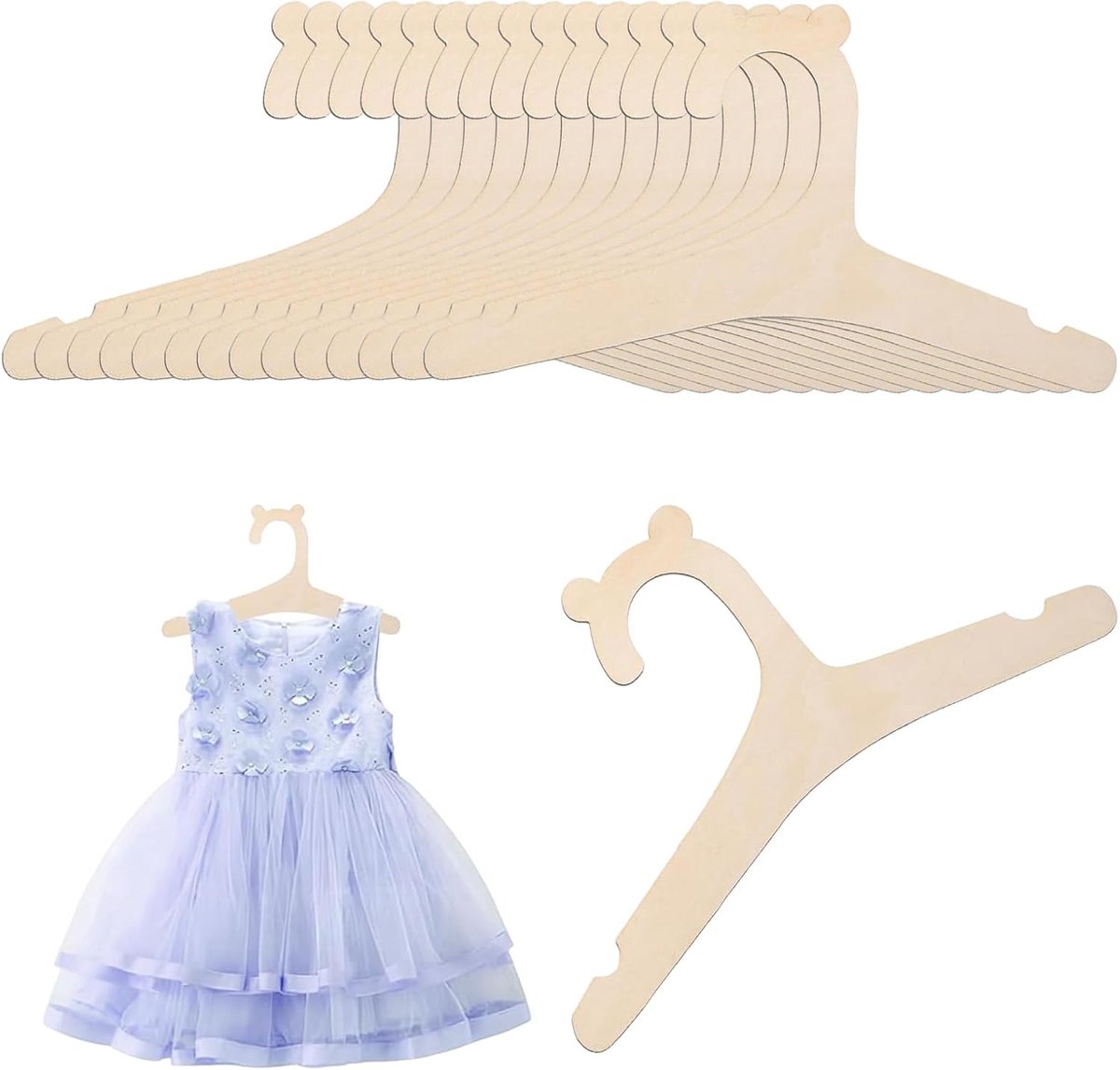 Kleerhangers van hout, antislip, schattig beerdesign, kleine