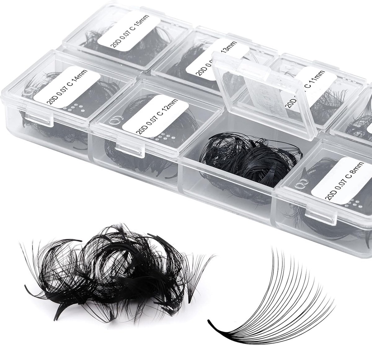 Individuele Wimpers 20D 600Pcs 8-15mm 0,07mm C Krul Volume Wimpers