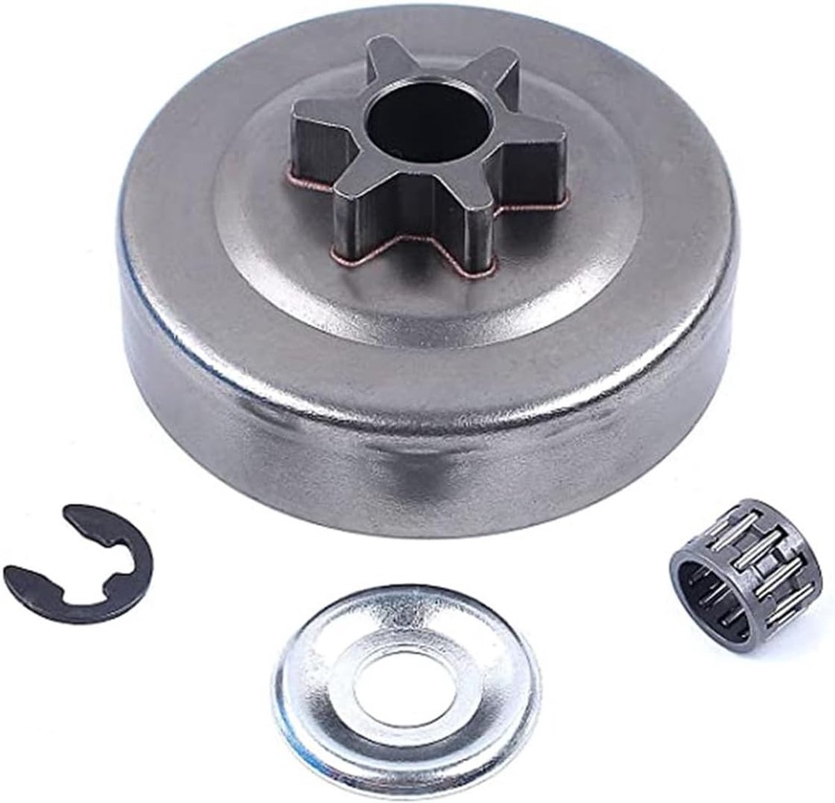Complete tandwielkoppeling 3/8 inch 6T met sluitring en circlip voor kettingzagen en tuinmachines - vervangingsonderdelen en accessoires voor optimale prestaties