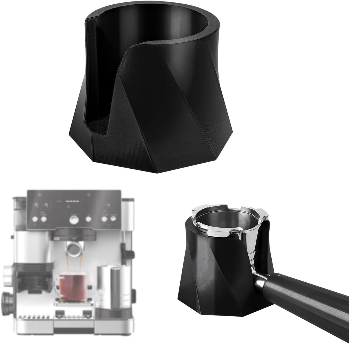 Koffietamperbasis voor Ninja Espresso ES601, Antislip Stabiel PETG-tamperstandaard voor Handzaam Portafilter Ondersteuningsstandaard Essentieel Accessoires Espressomachines (Zwart)