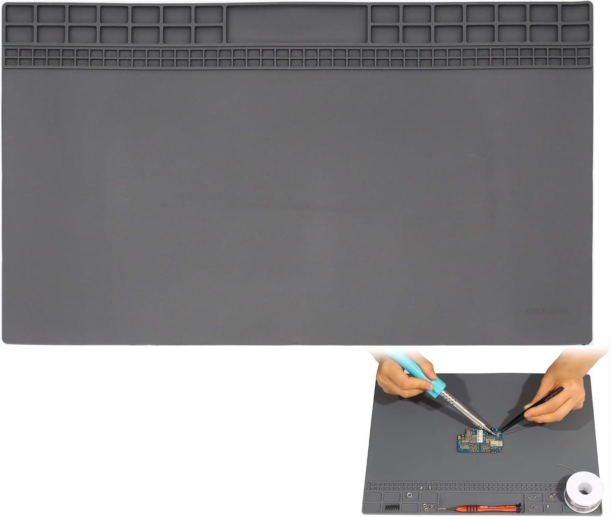 Grote anti-statische soldeermat van silicone, hittebestendig en slipvast, ideaal voor elektronica-reparaties, 60 x 35 cm