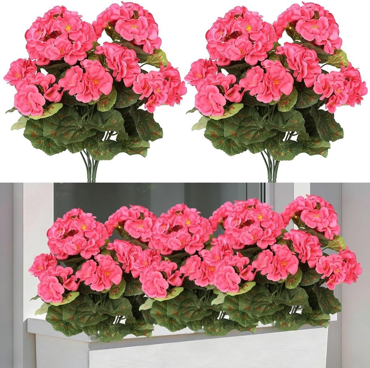 Kunstmatige Geraniums voor Buitenshuis, 2 Stuks UV-bestendige Nep