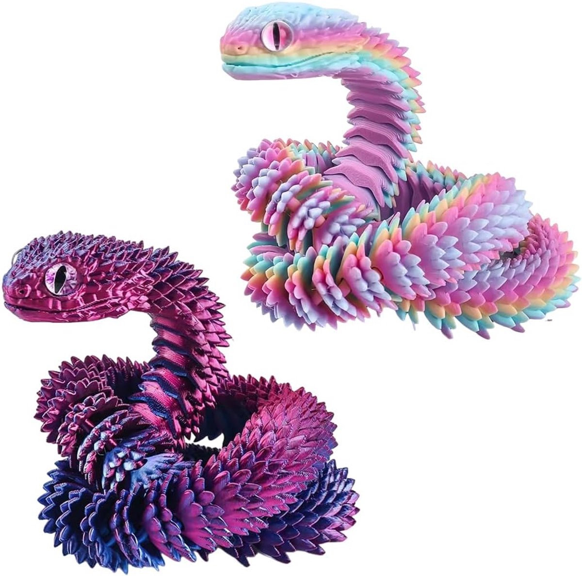 2 stuks 3D-printslang, innovatief mobiel slangenspeelgoed, realistische 3D-slang bedrukt, draagbaar en decoratief, voor volwassenen en kinderen (30 cm)