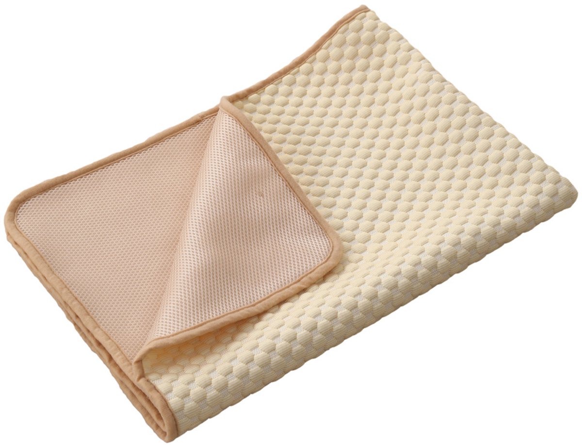 Koelmat voor huisdieren in de zomer – Ademend en verkoelend hondenbed met ijzijde, antislip koelmat voor katten en honden, draagbare koelmat, geschikt voor warm weer, kan binnen en buiten worden gebruikt, Beige,100*70cm