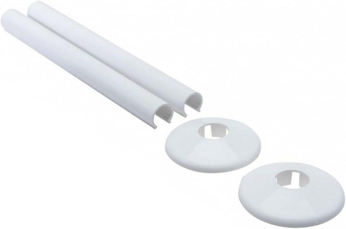 Radiatorpijp Afdekkingen - Leiding rozetten - Badkamer Decoratie - Klikbaar Kunststof - 15 mm x 200 mm - Wit