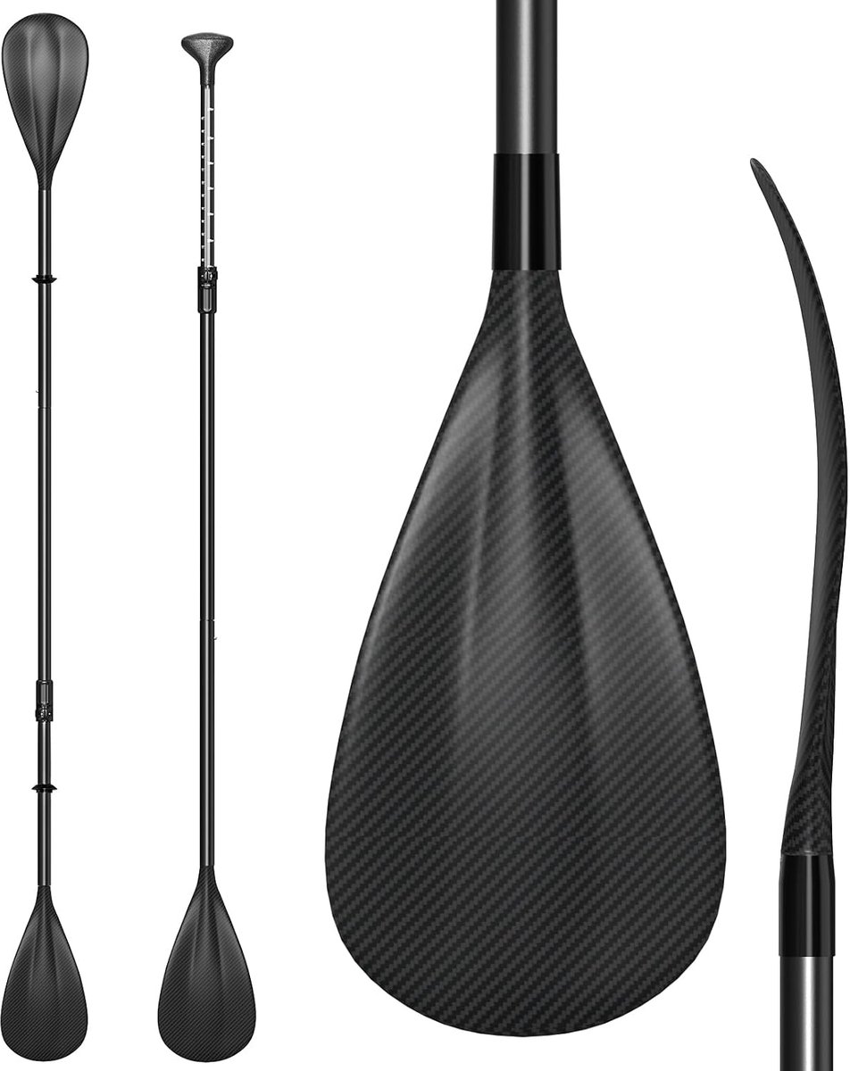 SnelShoppen - Awstrokine 2-in-1 SUP-peddel Aluminium 4-delig Opvouwbaar Verstelbaar Versterkte PP-bladen Voor Kajak en Stand-Up Paddleboard