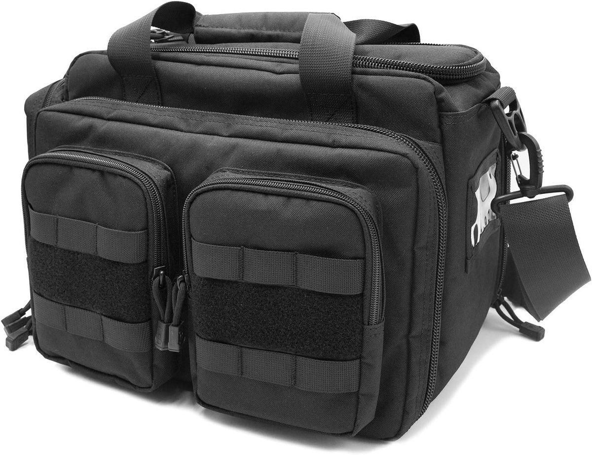 Tactische schiettas voor pistolen, ruime duffel tas voor munitie en accessoires, ideaal voor jacht en schietbanen - Zwart