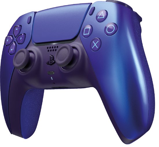DubbelSense Draadloze Controller in Chroma Indigo, vanuit een hoek.