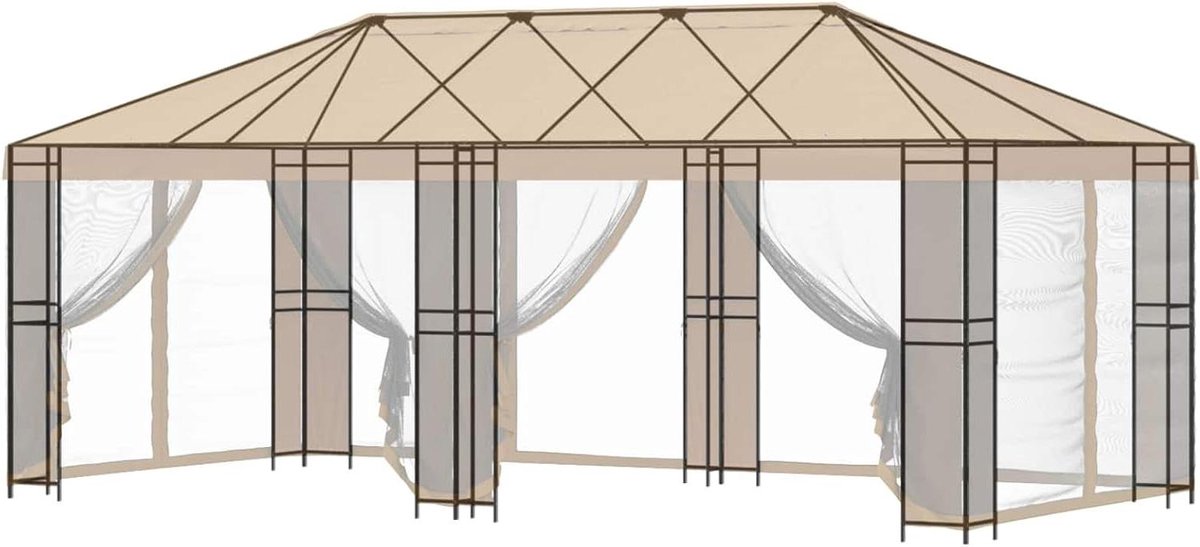 Paviljoen Frame - Tuinpaviljoen Luifel - Buitenfeesten - Robuust Staal Polyester - 600 x 300 cm - Zwart