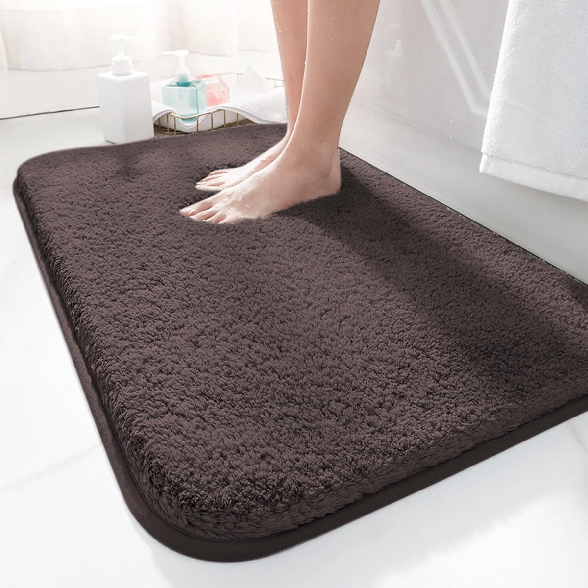 SnelShoppen - Badmat 50 x 80 cm, Antislip Zacht Waterabsorberend, Shaggy Hoogpolig Microvezel Mat voor Badkamer, Machinewasbaar voor Bad, Douche en To