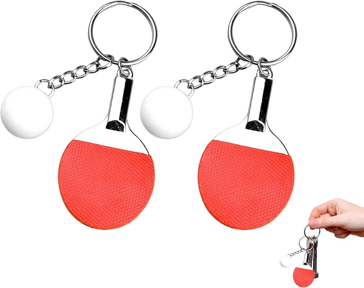 Leuke pingpong sleutelhanger set van 2, ideaal als cadeau voor tafeltennisliefhebbers, sportaccessoires en gadgets