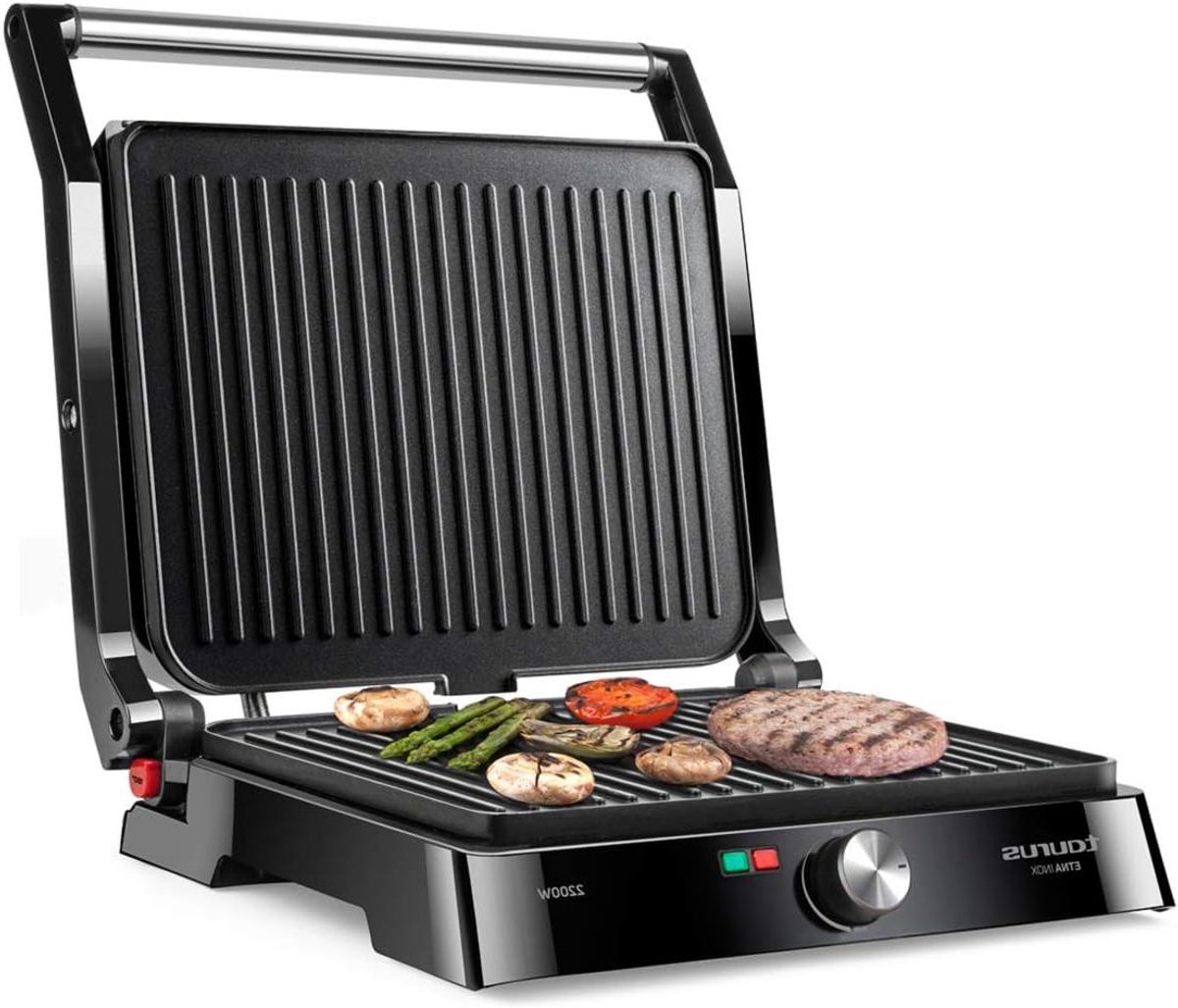 Contactgrill - Grillplaat Elektrische Pan - Gelijkmatig Grillen - Dubbelzijdig Verwarmend - 29 x 23 cm - Zwart