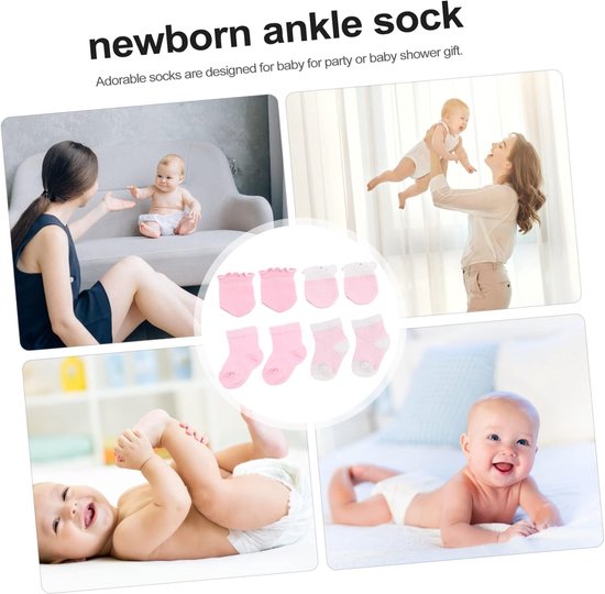 Babysokken en Wantenset - Babyhandschoenen Babyslofjes - Baby Warm Houden - Zacht Katoenmix - 12x6x0.3 cm - Multicolor — afbeelding 4