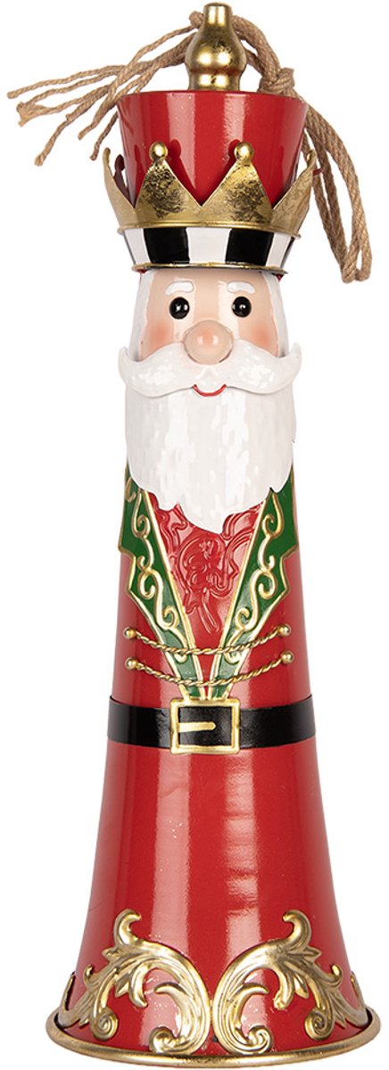 Clayre & Eef Kerstdecoratie Beeld Bel Ø 16x47 cm Rood Metaal