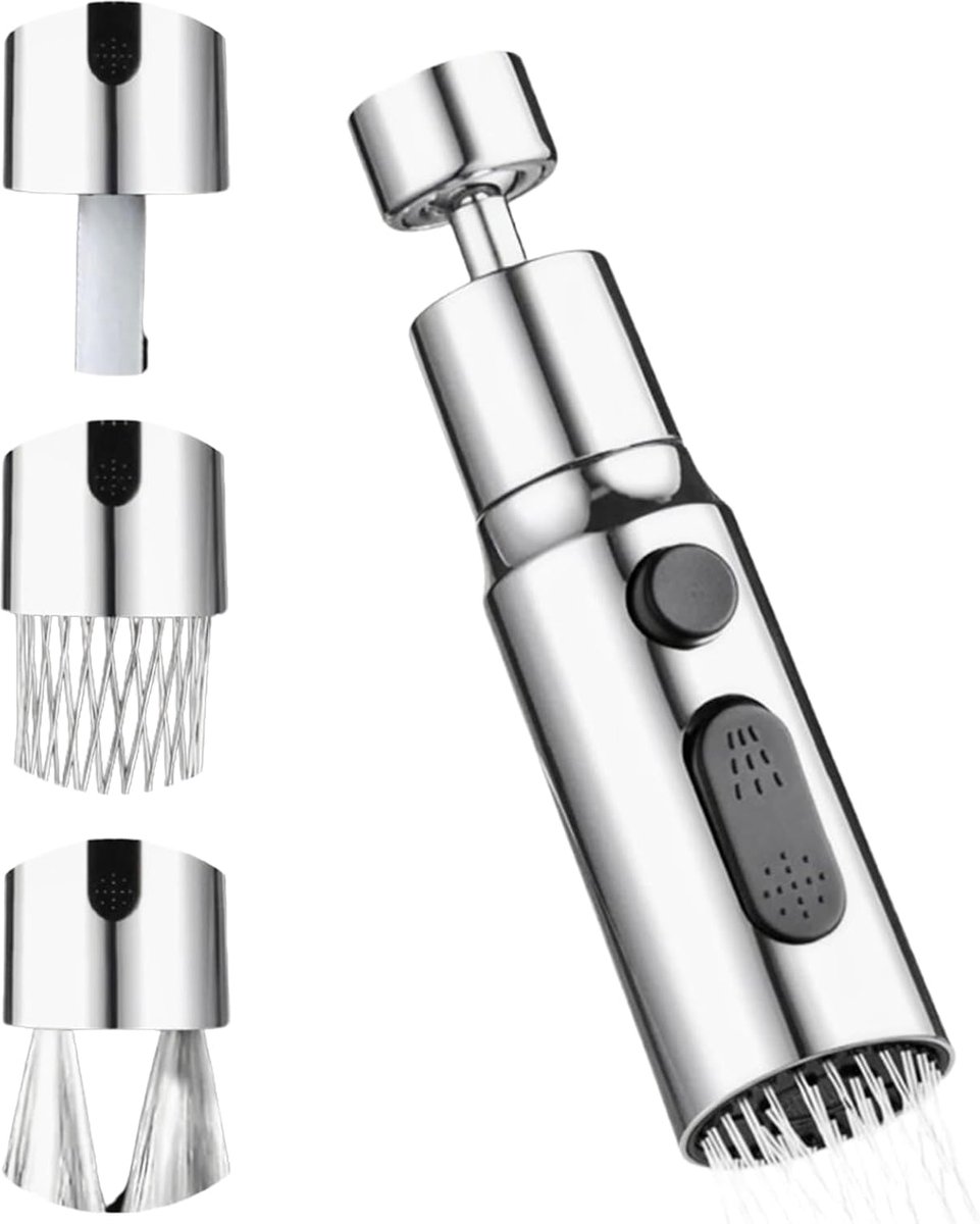 SnelShoppen - Handdouche voor Gootsteen, Keuken, Kraan, 360 Graden, Draaibaar, 3 Modi, Universeel, Kraanbeluchter voor Badkamer en Wastafel