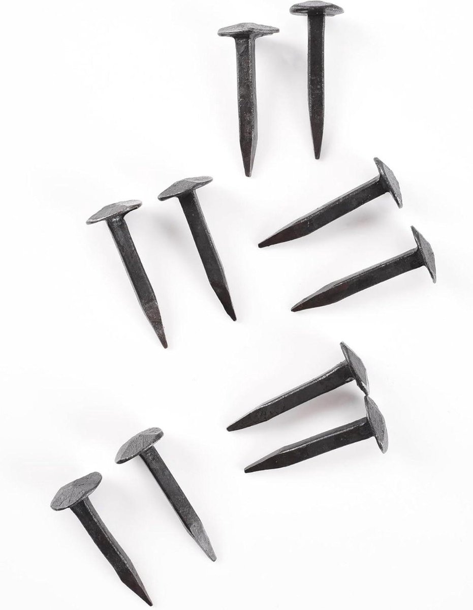 Smeedijzeren Spijkers - Decoratieve Nagels - Meubel Restauratie - Handgesmeed Zichtbare Smeedsporen - 10 stuks 3.5 cm - Antiek Zwart