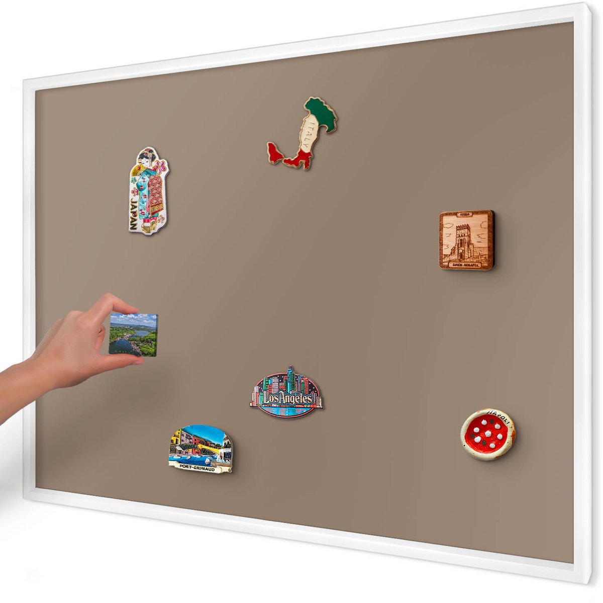 Artprintcave Bruin Magneetbord mit Witte Lijst - 100x70 cm - Neutraal Bruin Magneetbord Voor Keuken - Minimalist Magnetisch Bord Voor Magneten - Achtergronden En Patronen