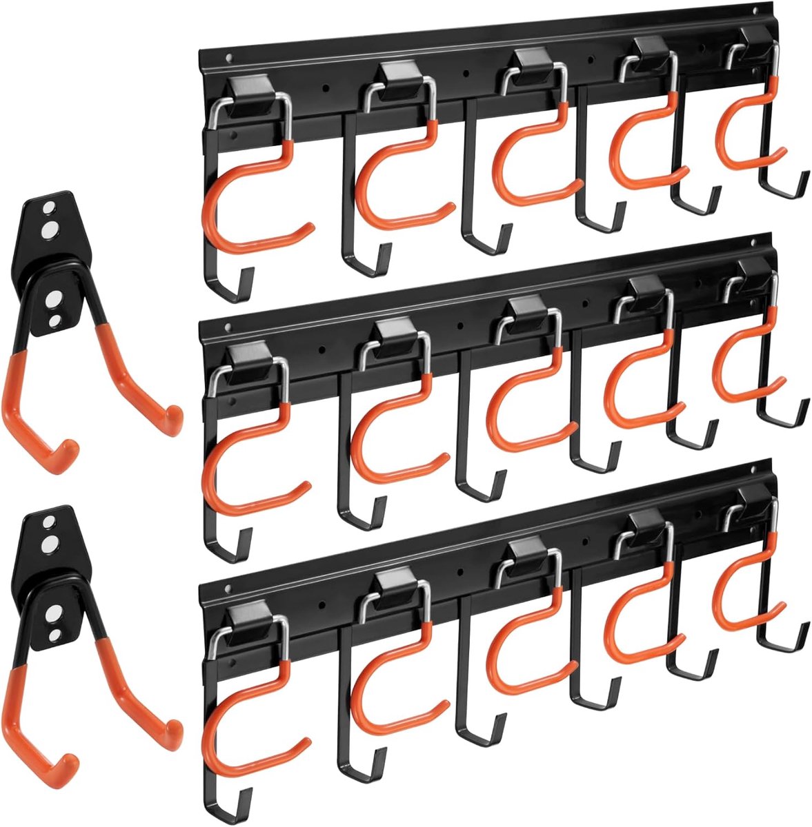 SnelShoppen - 130 cm All Metal Garage Tuin Gereedschap Organizer, Wandmontage Opslag met U-Haak voor Fiets, Ladder, Tuin, Garage, Staal