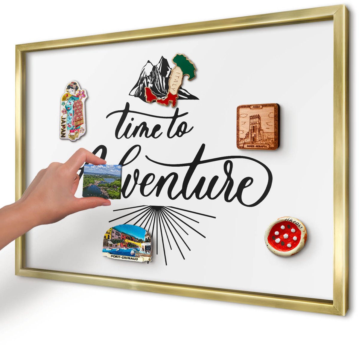 Artprintcave Wit Magneetbord mit Gouden Frame - 60x40 cm - De Ontdekkingsreis Notitiebord - Typografisch Wandbord Magnetisch - Teksten
