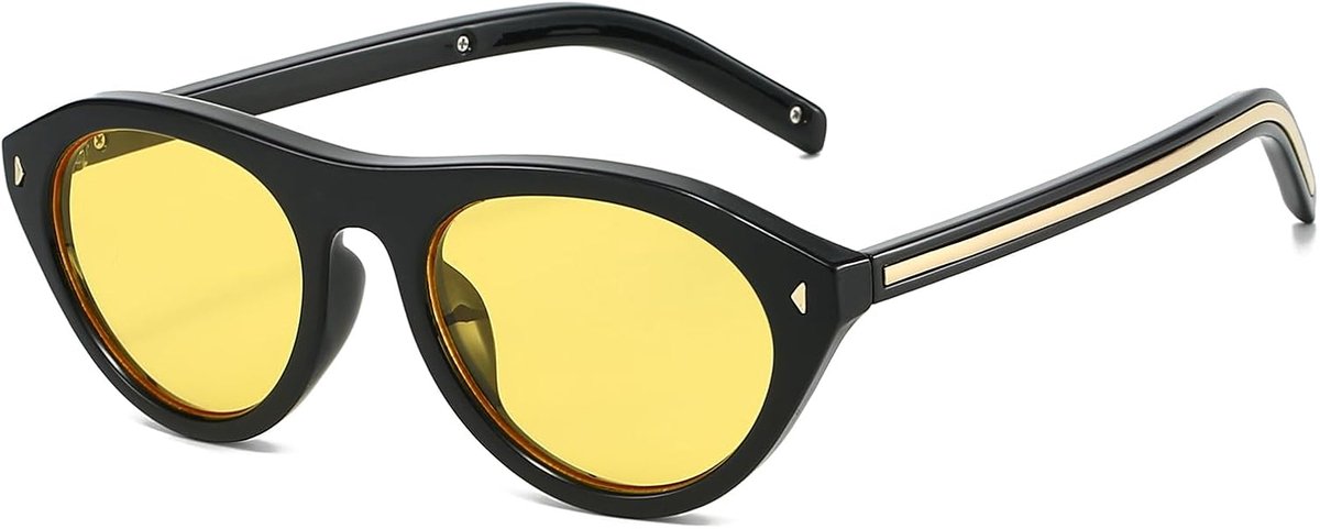 Ovale zonnebril, retro, dames, heren, klein, kattenoog, ovaal, vintage, rond, smal montuur, modieus, UV400-bescherming