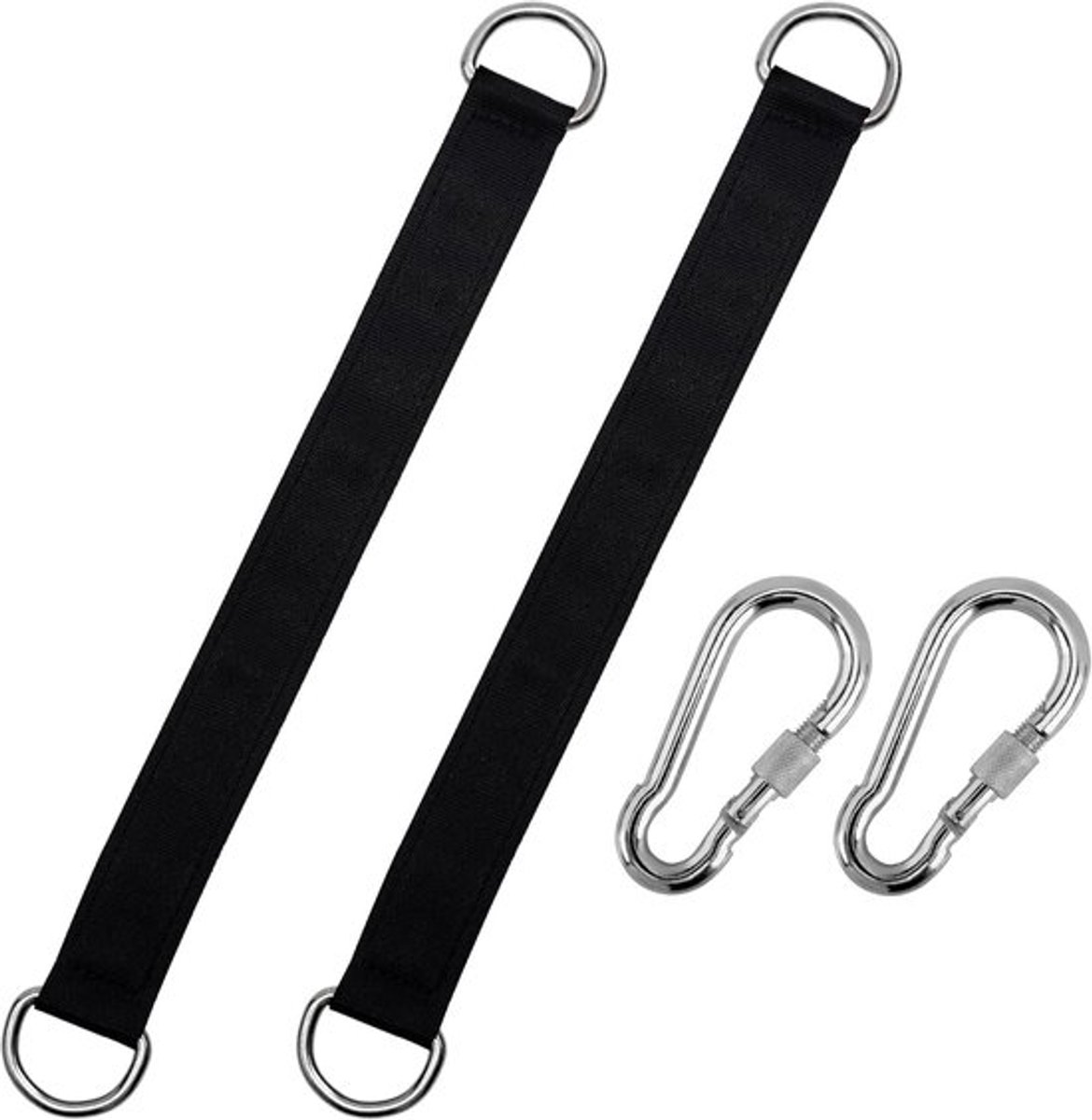 2-delige set - Hangmat ophangbanden - Voor het ophangen van hangmatten - Banden - Maximaal draagvermogen 100 kg - Met karabiners - Verdikt en versterkt - Schommelaccessoires - 50 cm - Zwart