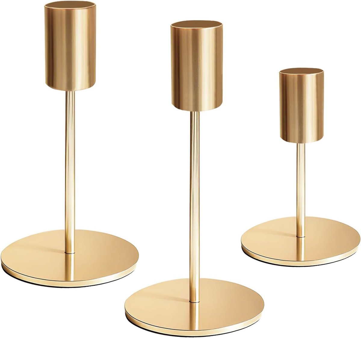 Kandelaar set 3 stuks - Goud - Vintage met metalen afwerking - Perfect voor sfeervol diner - ShopVlot