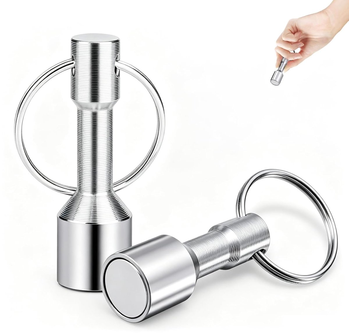 2 stuks magnetische sleutelhangers, goud- en zilvertester, compacte zakmagneet voor het testen van de echtheid van sieraden en munten, magneetsleutelhanger met snelsluiting voor verzamelaars