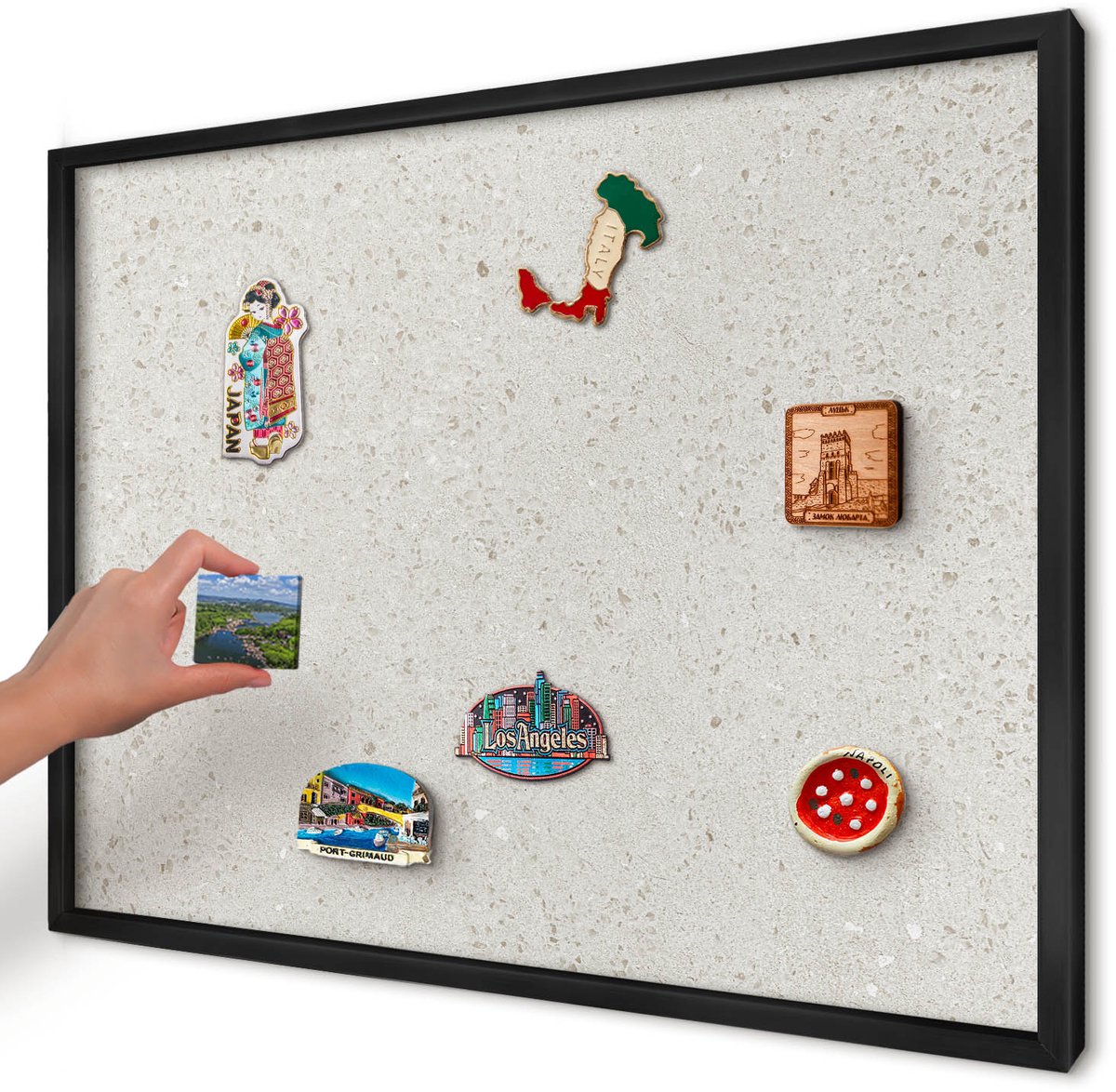 Artprintcave Beige Magneetbord mit Zwart Frame - 70x50 cm - Subtiele Elegantie Magneetbord Voor Keuken - Minimalist Magneet Bord mit Frame - Texturen