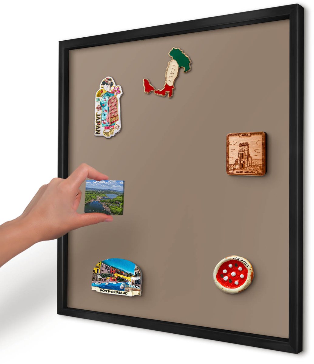 Artprintcave Bruin Magneetbord mit Zwart Frame - 50x50 cm - Neutraal Bruin Memobord Keuken - Minimalist Magneet Bord mit Frame - Achtergronden En Patronen