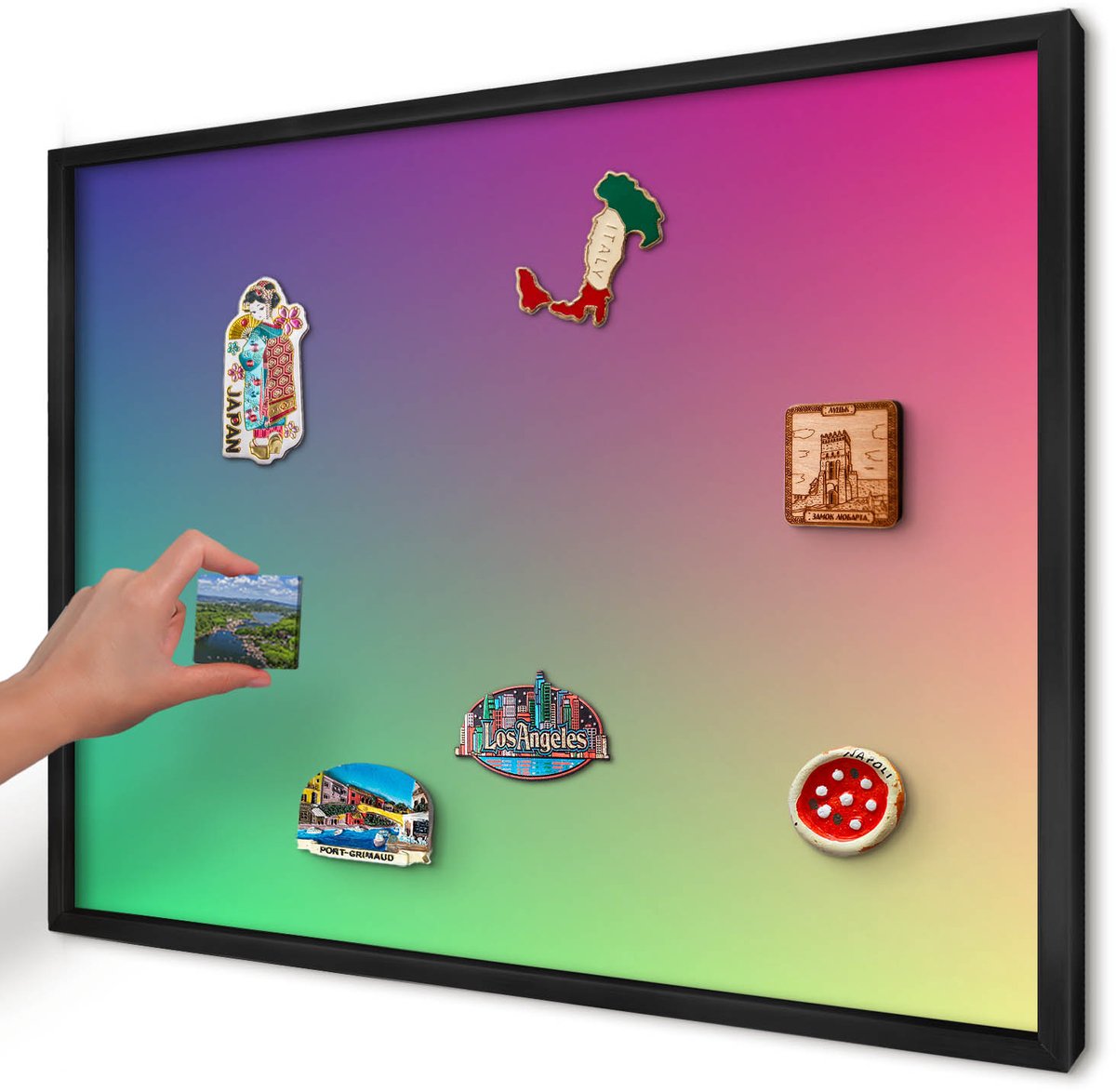 Artprintcave Paars Magneetbord mit Zwart Frame - 70x50 cm - Kleurrijk Verloop Magneet Bord mit Frame - Abstract Notitiebord - Abstractie