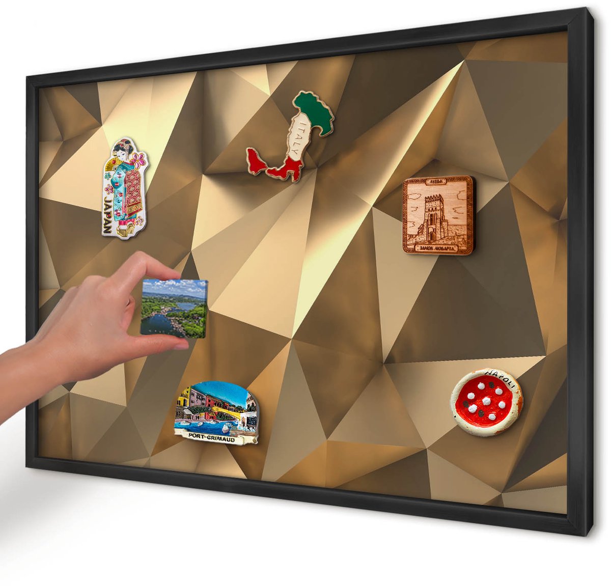 Artprintcave Bruin Magneetbord mit Zwart Frame - 60x40 cm - Warme Geometrie Bord Voor Magneten - Geometrische Magneetbord Voor Keuken - Geometrische