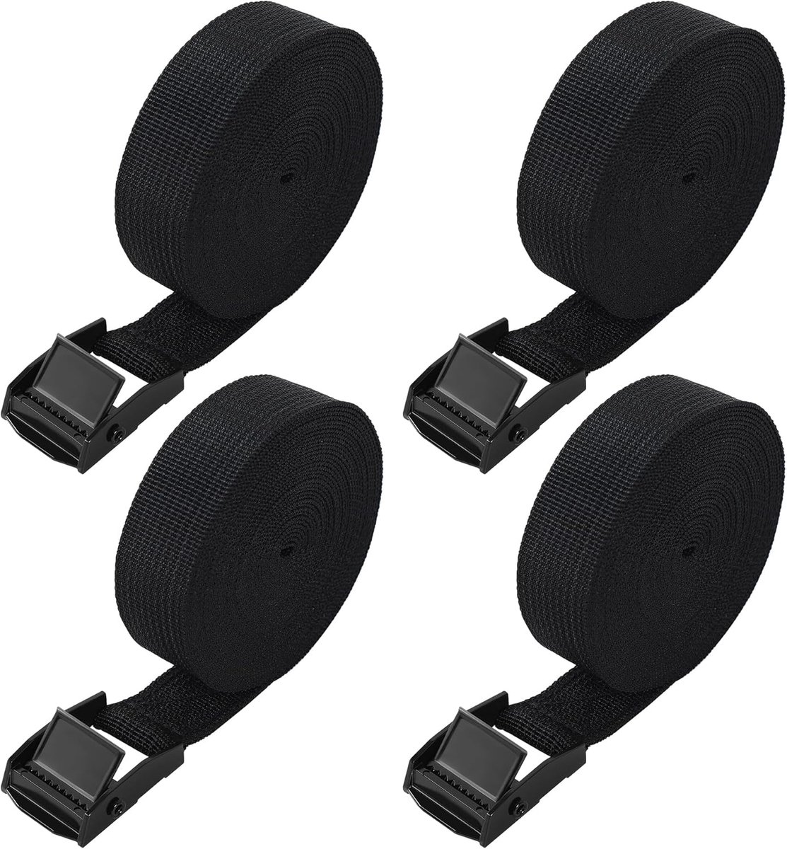 Thijox - Spanbanden met ratel 5 m, 4 stuks, verstelbare sjorbanden met klemsluiting voor fiets, auto, motorfiets, bagage, camping - Polyester 25 mm br