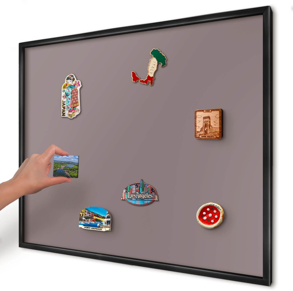 Artprintcave Roze Magneetbord mit Zwart Frame - 80x60 cm - Asbruin Magneetbord Voor Keuken - Minimalist Magnetische Organizer - Achtergronden En Patronen