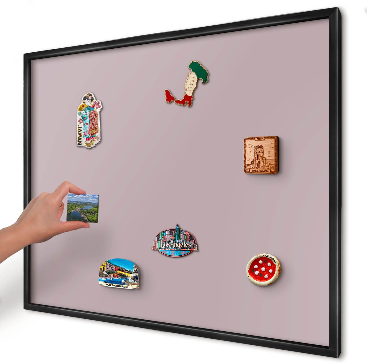 Artprintcave Roze Magneetbord mit Zwart Frame - 80x60 cm - Pastel Lila Magneetbord Voor Keuken - Minimalist Magneet Bord mit Frame - Achtergronden En Patronen